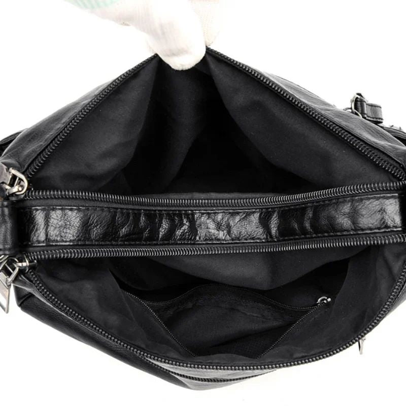 Fashion Soft Leather Crossbody Bags for Women 2025 Casual Female Multi Pocket Messenger Bags Retro Handbags Ladies Shoulder Bags