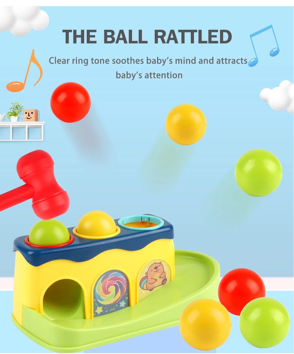 Engaging Pop-Up Hammer Toy for Babies Educational Stacking Balls Game Toys Gifts for Children's Preschool Fun for Boys Girls