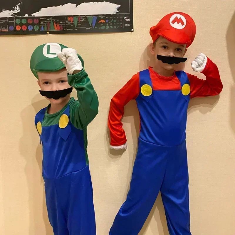 2025 Halloween Kinder Anime Game Kostuum Kids Muts Baard Jumpsuit Halloween Kids Cosplay Kostuum Jongens Girls Game Party