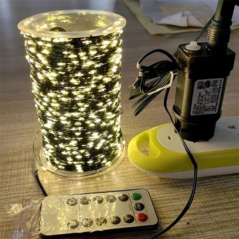 1000/500LED Green Wire Led String Fairy Lights US/EU Plug 110V/220V Waterproof LED Christmas Tree Holiday Home Garden Decor Xmas