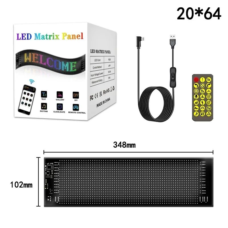 LED Sign Matrix Pixel Panel Scrolling Bright Led Eyes For Truck Signboard Flexible USB LED Car Sign Bluetooth App DIY Control