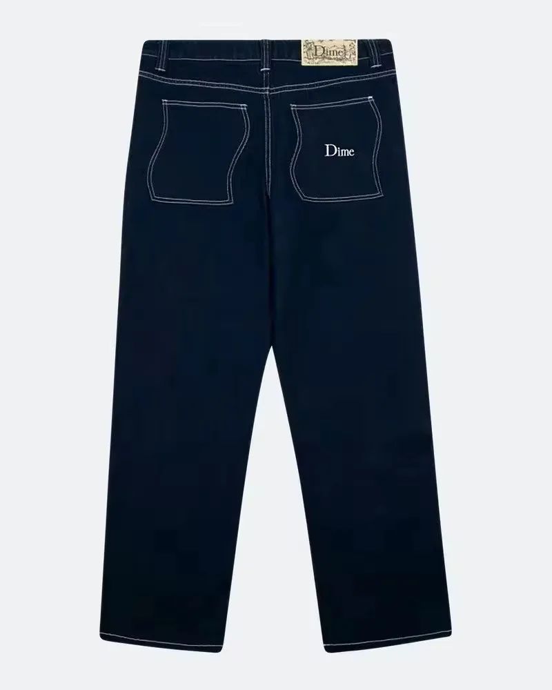 Dime Baggy Straight Leg Loose Casual Streetwear Skateboard Men's Jeans ENIM PANTS Washed Denim Long Short Hip Hop Style