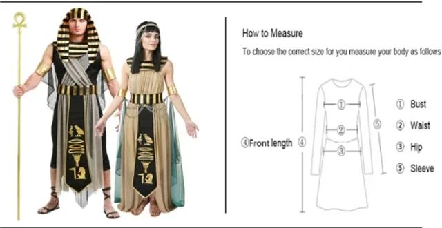 Halloween Ancient Egypt Egyptian Pharaoh Costume for Men King Cleopatra Queen Cosplay Carnival Party Medieval Couple Party Dress