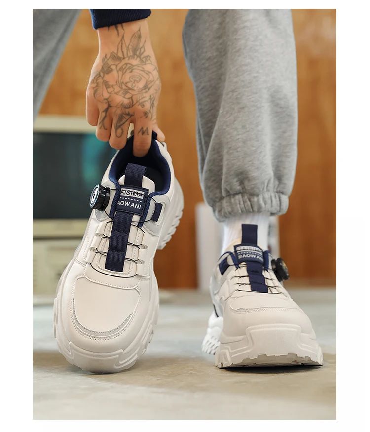 Autumn New Men's Sneakers Versatile High-Top Trendy Thick-Soled Running Shoes Casual Fashion Shoes Suitable for Outdoor Sports