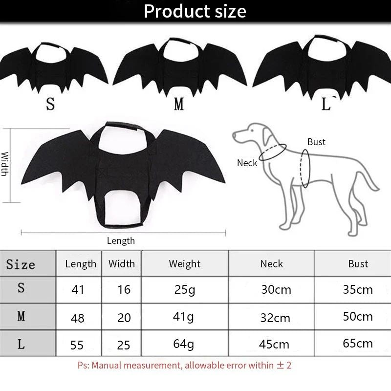 Halloween Cute Pet Dog Cat Clothes Black Bat Wings Harness Costume Cosplay Party Pets Decoration Supplies Cats Dogs Accessories
