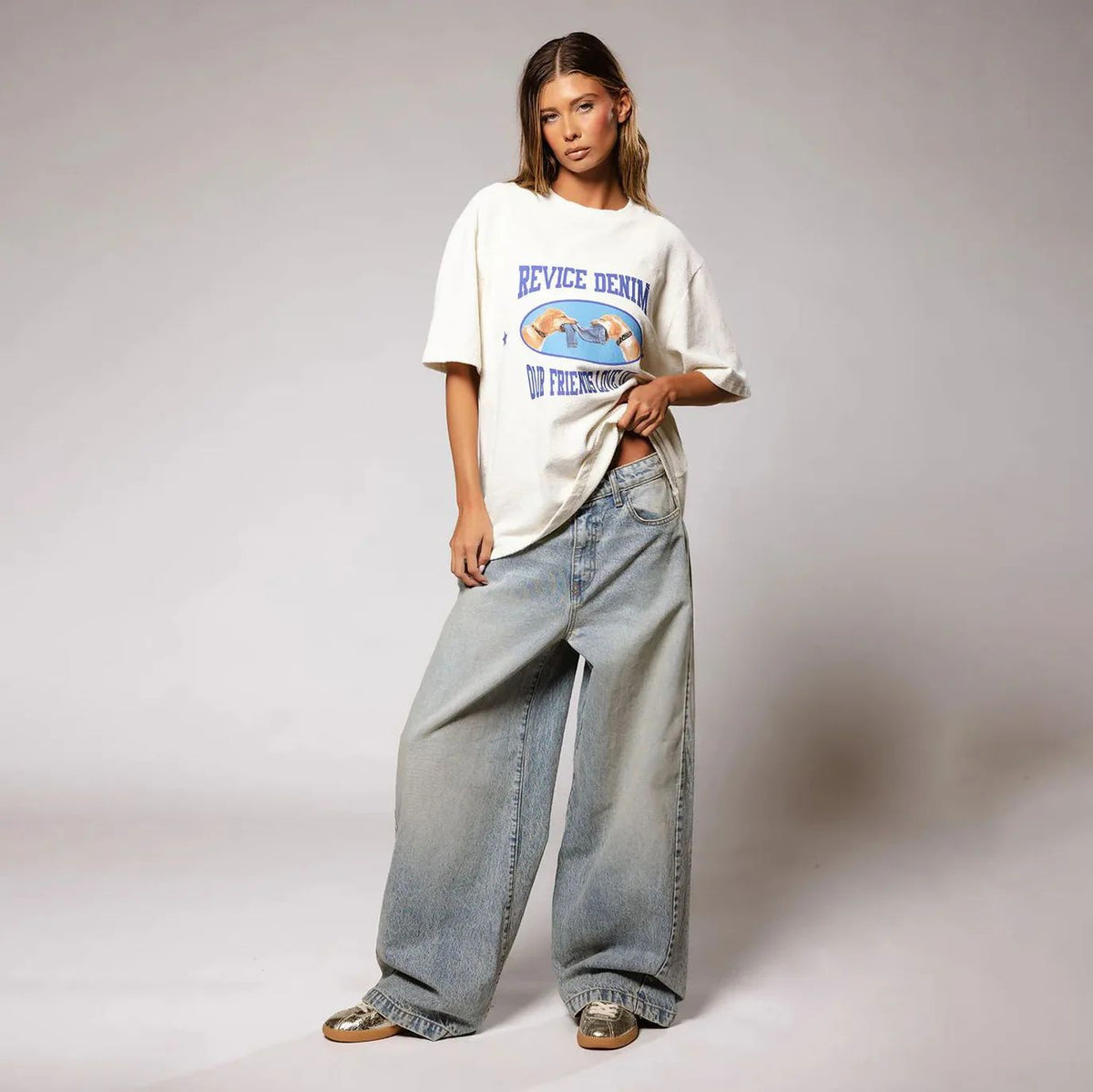 Gradient Color Bell Bottom Jeans Women's Loose Straight American Casual High Street New Autumn Pants High Waist Denim