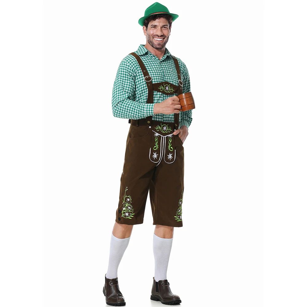 Men Oktoberfest Costume German Oktoberfest Pubs Bartender Outfit Beer Man Costumes Lederhosen Bavarian Octoberfest