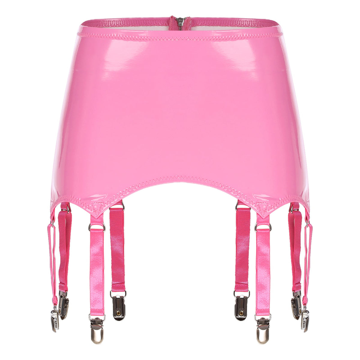 Womens Garters Latex Skirts Ladies Suspender Belt Wet Look Patent Leather Mini Skirts Garters with Metal Clips Clubwear Costume