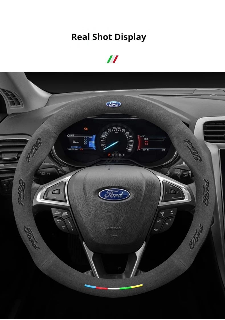 Car Suede Anti-slip Steering Wheel Cover For Ford Mondeo Focus Raptor Puma Edge Explorer Ecosport Ranger F150 Kuga Fiesta Fusion