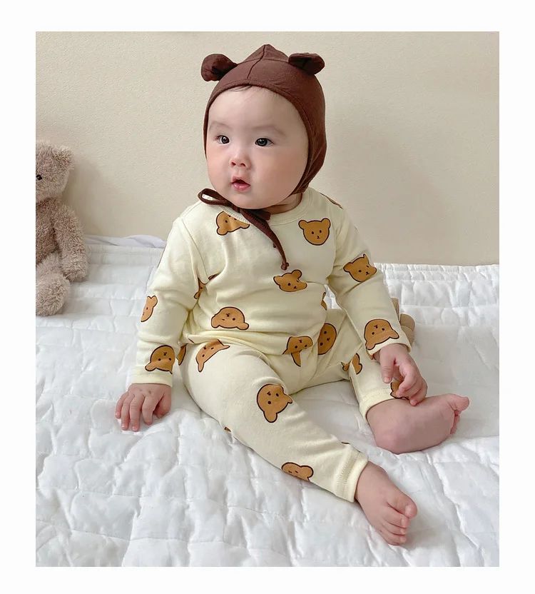 Baby Clothes 2pcs Sets Autumn Winter Baby Pajama Set Bottom Underwear Two-piece Set Cotton Baby Boy Long Sleeves Outfit