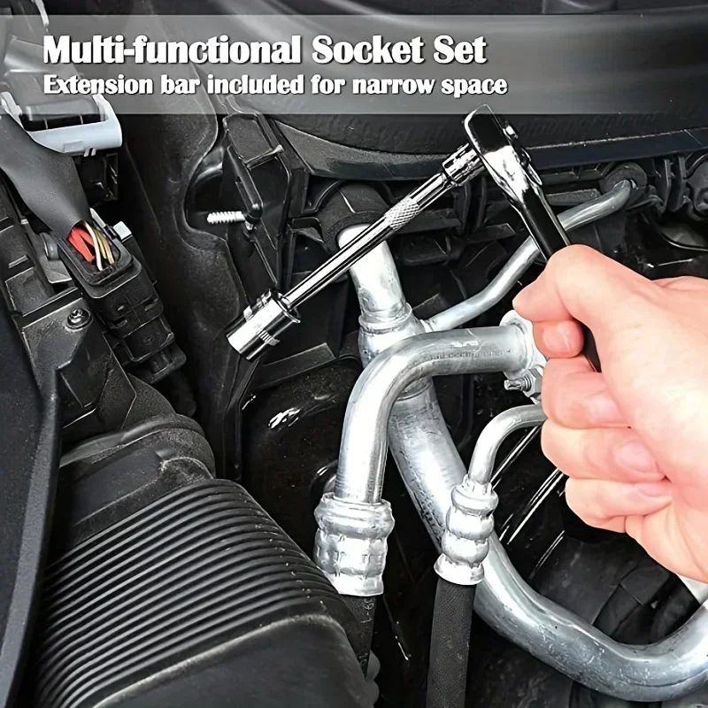 AIRAJ NEW Car Repair Tool Kit 46/53 Piece/Set Socket Set Car Repair Tool Ratchet Torque Repairing Tool Set Wrench Combo Auto