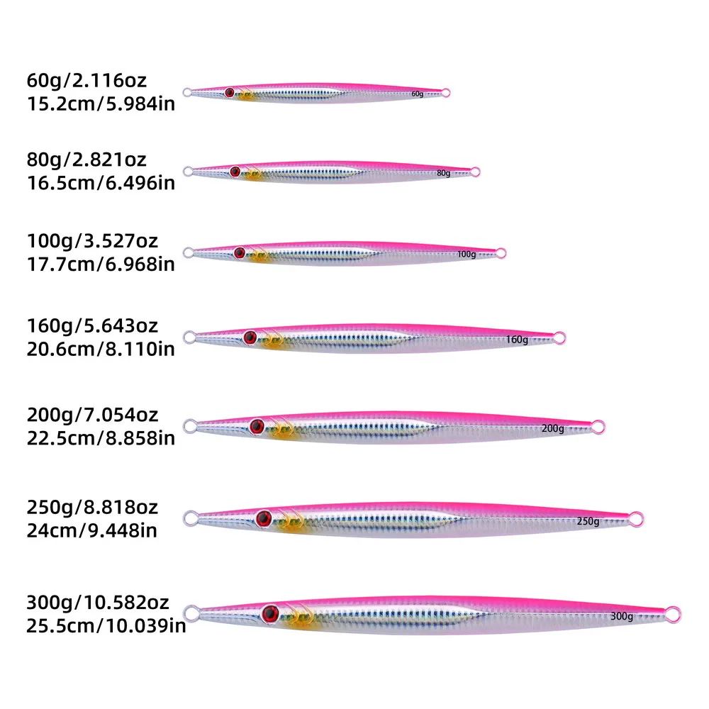 1PC NEW Sea Fishing Lure Fast Sinking JIG 60g-300g Deep Sea Metal Jigging Spoon Artificial Bait Large Gram Weight Lure Tuna