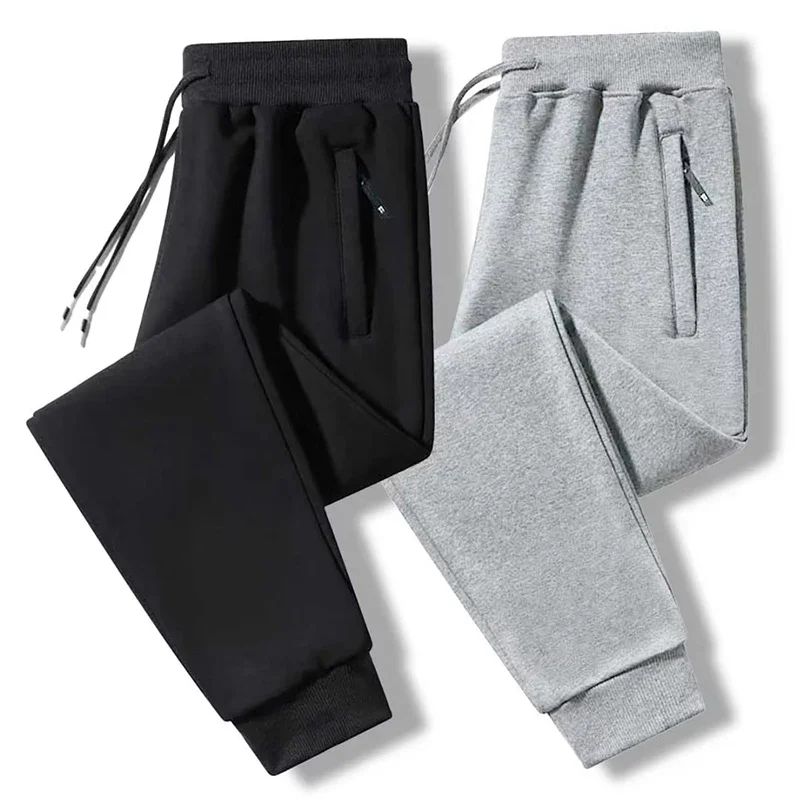 2025 New Men Loose Sweatpants Casual Elastic Drawstring Pants Male Elastic Waist Soft Casual Ankle Band Zipper Pockets Trousers