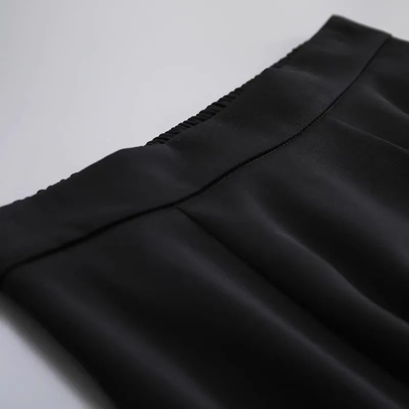 Plus Size High-waisted Slimming Black Draped Skirt Medium-length Umbrella Skirt For Women Thinning A- line Body Shaper