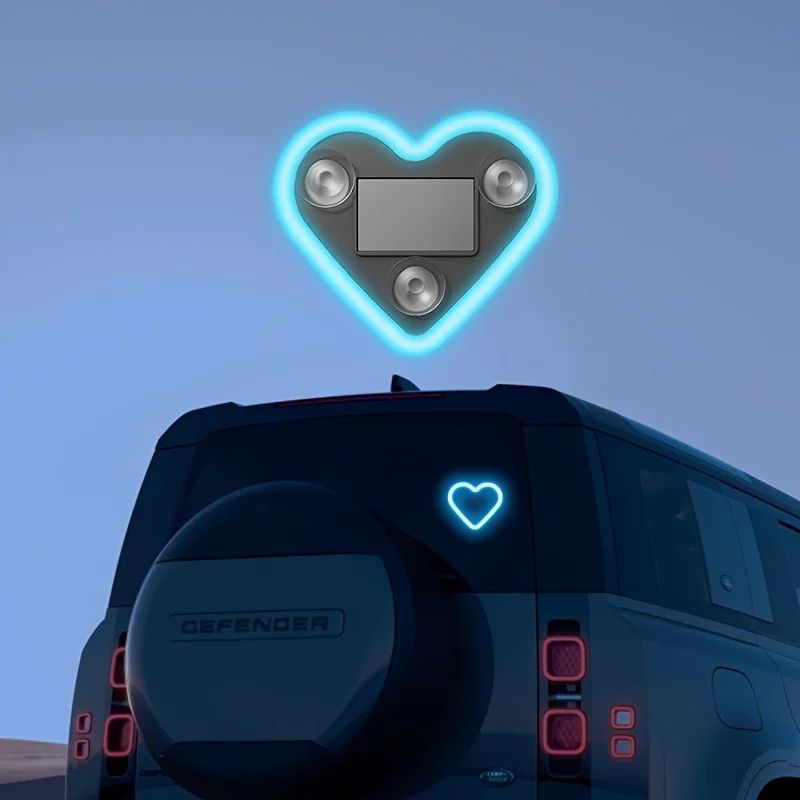 Solar-Powered Led Car Window Neon Lights - Heart-Shaped Rgb-Free Color-Changing Interior Wiring Free Atmosphere Light