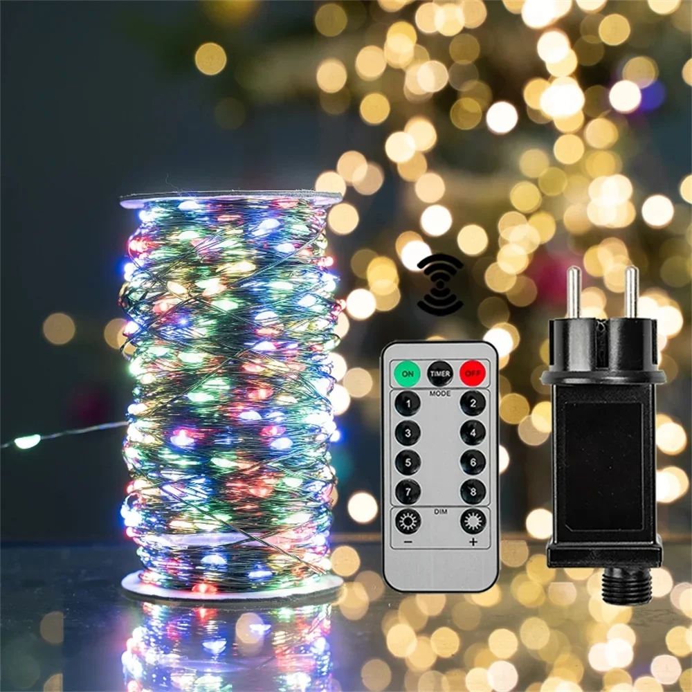 1000/500LED Green Wire Led String Fairy Lights US/EU Plug 110V/220V Waterproof LED Christmas Tree Holiday Home Garden Decor Xmas