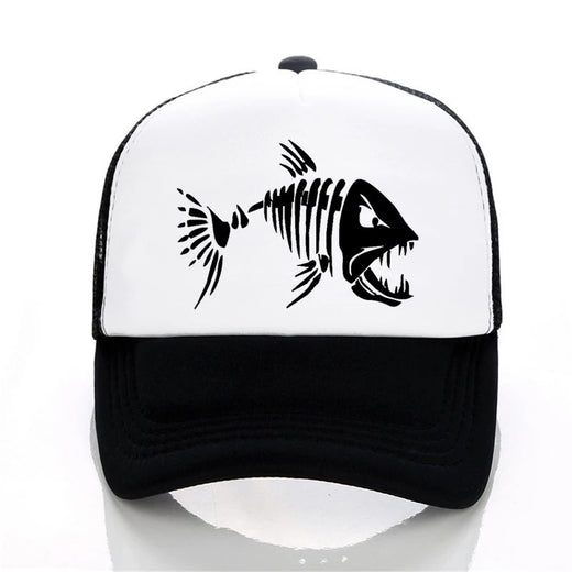 Skull Fish Bones Baseball cap Outdoor Fishings hat Men Summer Mesh breathable cap Fishing enthusiasts adjustable snapback hats