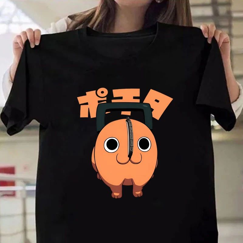 Fun Pochita Printed T-shirt Women's Loose Short Sleeve Round Neck Top Women's Casual Shirt T-shirt Anime T-shirt