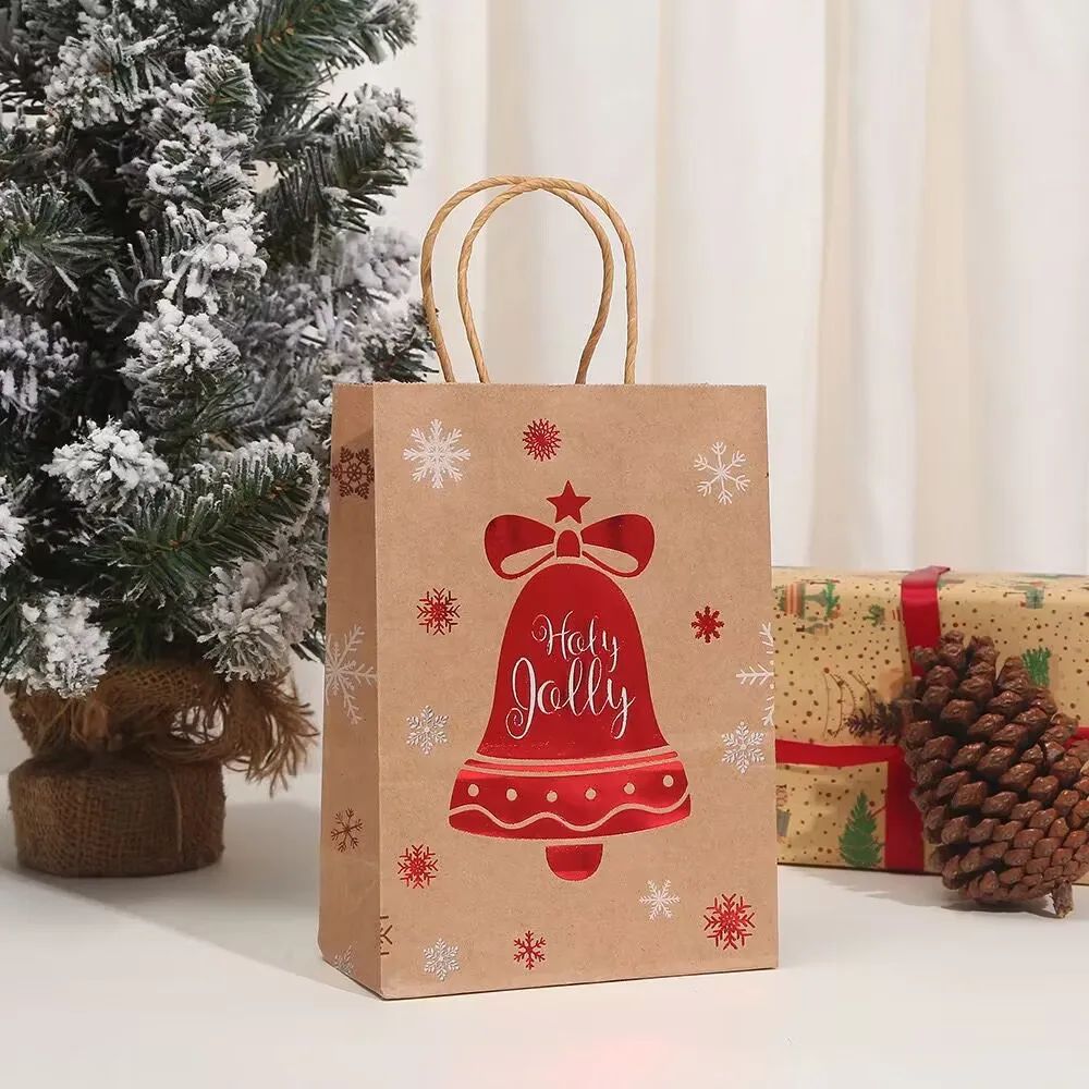 Christmas Kraft Paper Handbags 2026 Xmas Gifts Bag Merry Christmas Decor For Home Cristmas Navidad New Year Packing Bags