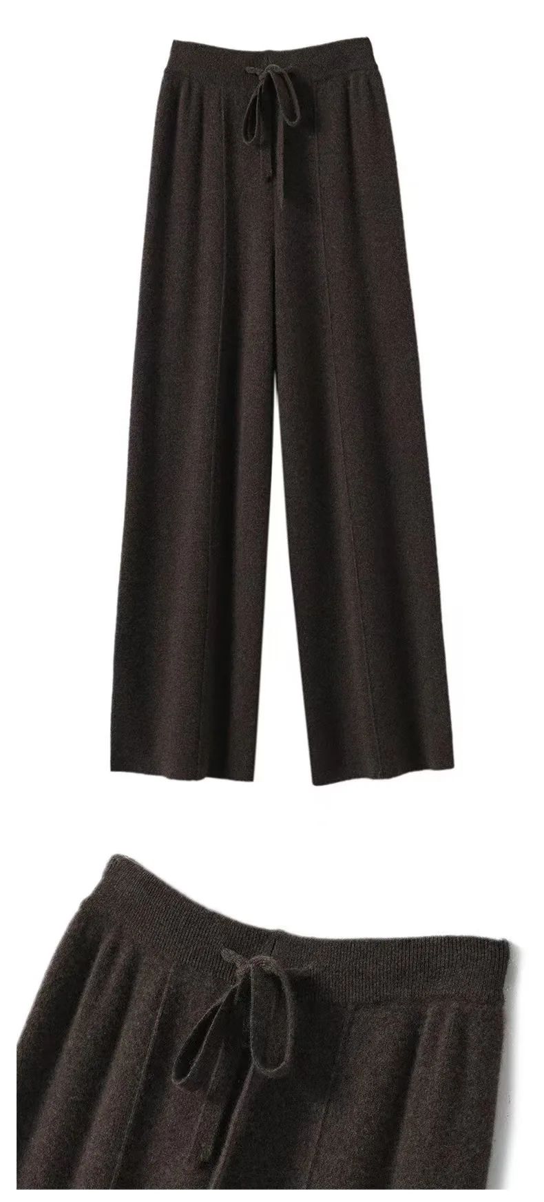 High Waist Knitted Woolen Wide Leg Pants Autumn Winter New Style Drapey Floor-Length Casual Trousers Skin-friendly Warm