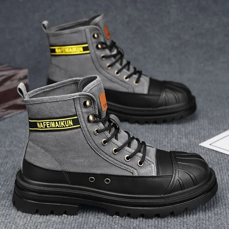 Men's Shoes Autumn and Winter Breathable High-top Boots Heightened Thick-soled All Match Canvas Casual Shoes Mens Boots