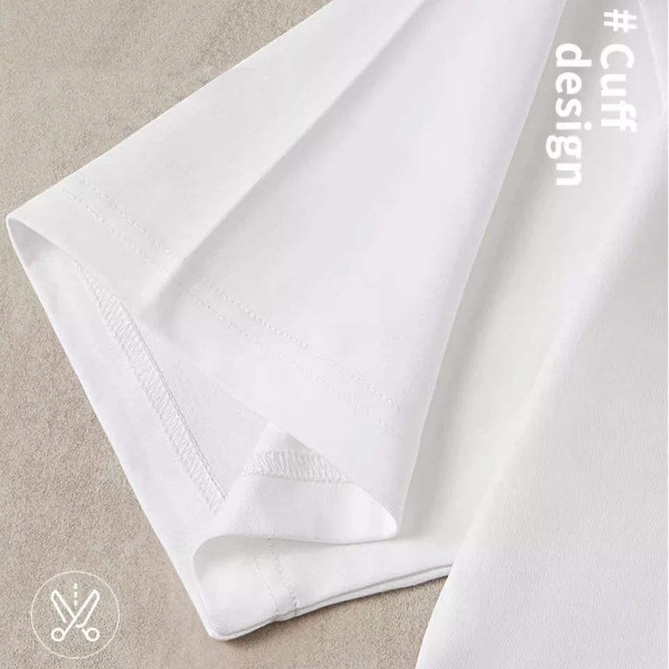 100% pure cotton summer high-end brand men's short sleeve round neck fashionable style half sleeved top breathable T-shirt