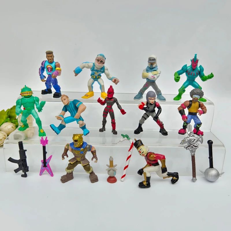 5Pcs New PVE PVP Game Rare Fortniting Soldier with Gun Weapon Figure Model Limited Collection Toy Gift For Child Boy Girl Adult