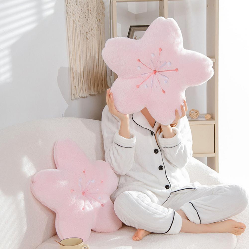Cherry Blossom Throw Pillow Kawaii Sakura Flower Plush Pillow Bedroom Living Room Decor Bay Window Floor Seat Cushion Tatami