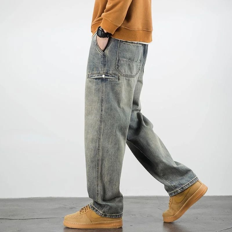Men's Jeans Retro Cargo Trousers Straight Man Cowboy Pants Punk Washed Luxury Designer 2025 Trend Y2k Vintage Korean Style Baggy