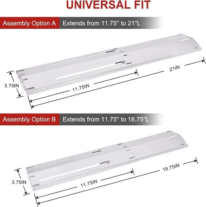 Universal Heat Plates Tent Shield Grill Parts Stainless Steel Adjustable Burner Cover Flame Tamer for Nexgrill Parts Charbroil