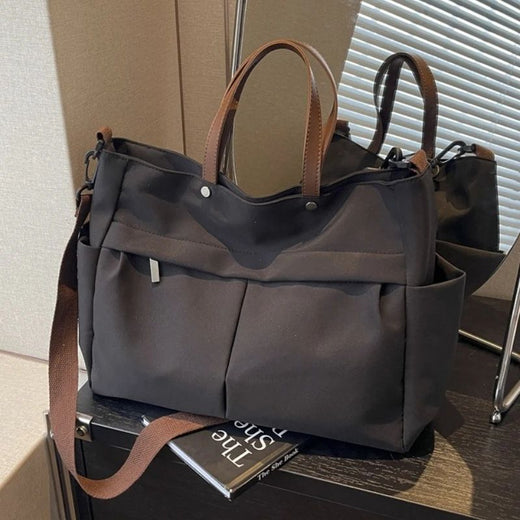 Designer Women's Tote Bag Spacious Nylon Handbag Multiple Pocket Large Capacity Commuting Shoulder Bag Lightweight Shopping