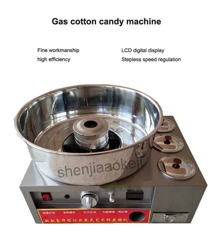 Commercial Marshmallow Machine Stainless Steel Gas Cotton Candy Maker DIY Candy Floss Machine Fancy Brushed Spun Sugar Machine