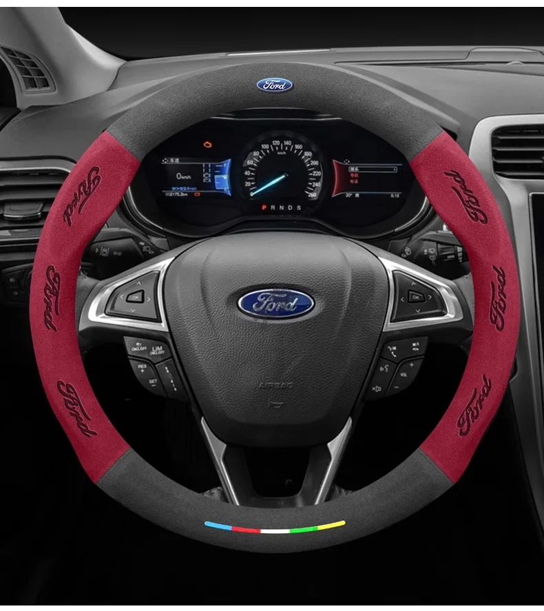 Car Suede Anti-slip Steering Wheel Cover For Ford Mondeo Focus Raptor Puma Edge Explorer Ecosport Ranger F150 Kuga Fiesta Fusion