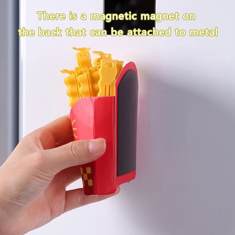 12pcs French Fries Sealing Clip Fridge Magnet Snacks Sealing Clip Food Small Clip Kitchen Plastic Bag Seasoning Sealing Strip
