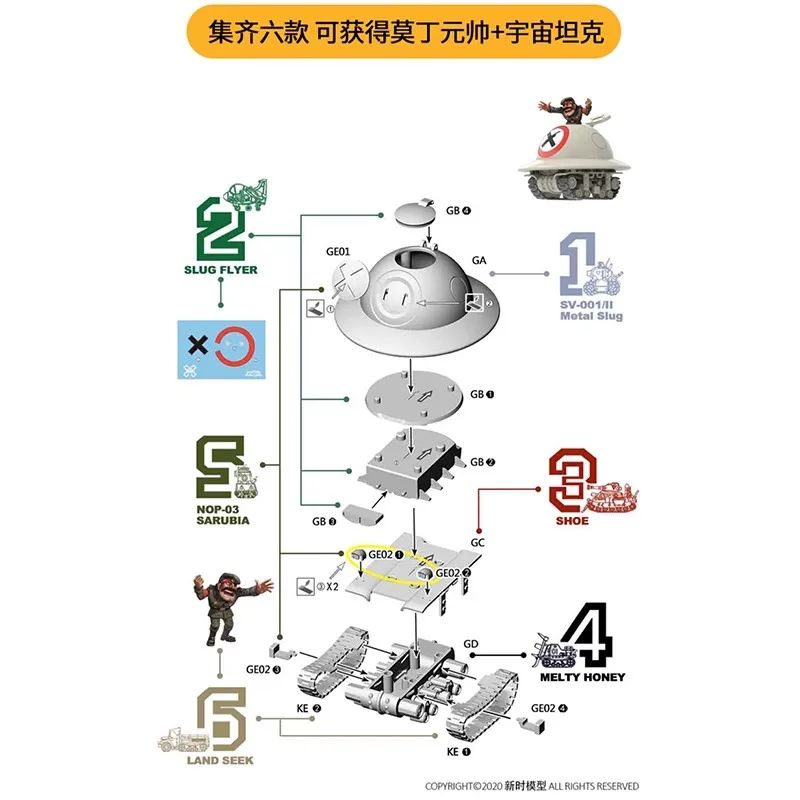 In Stock Metal Slug X Series Small Scale Assembly Model Tank Aircraft Truck Captive Doll Model Toys Gifts