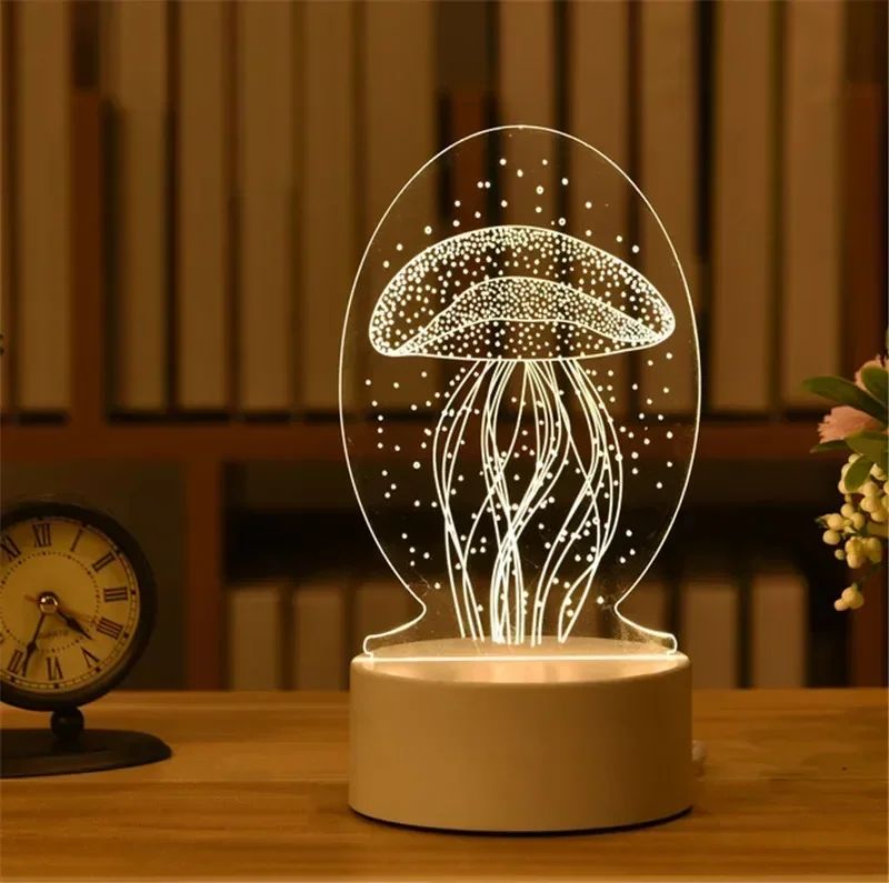 USB Operated 3D Acrylic LED Night Light Festival Birthday Kids Gifts Bedroom Bedside Decor Night Lamp Home Novelty Lighting