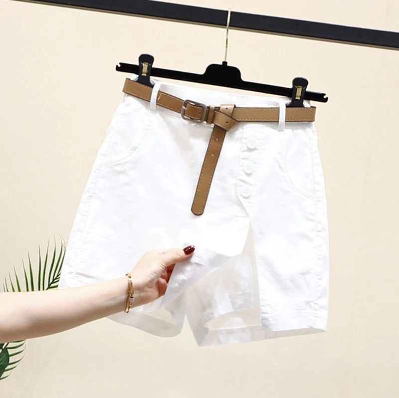 2026 Chic Shorts Women Korean Solid Buttons Side Slit A-line Streetwear Fashion Skirts Chic Harajuku Summer Loose Pants