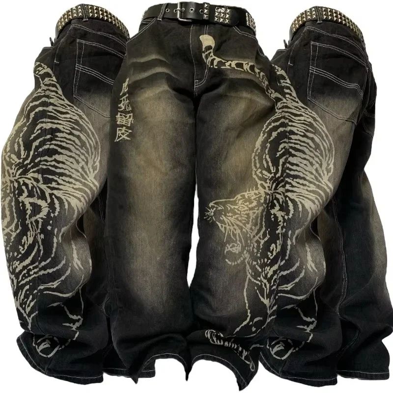 Streetwear New Fashion Oversized Embroidered Baggy Jeans Female Y2K Harajuku Hiphop Retro Gothic High Waist Wide-leg Pants Pants
