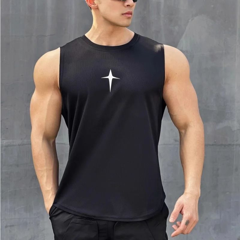 Mens fitness gyms Tank top men Fitness sleeveless shirt Male mesh breathable Sports vest Undershirt Gyms Running vest men