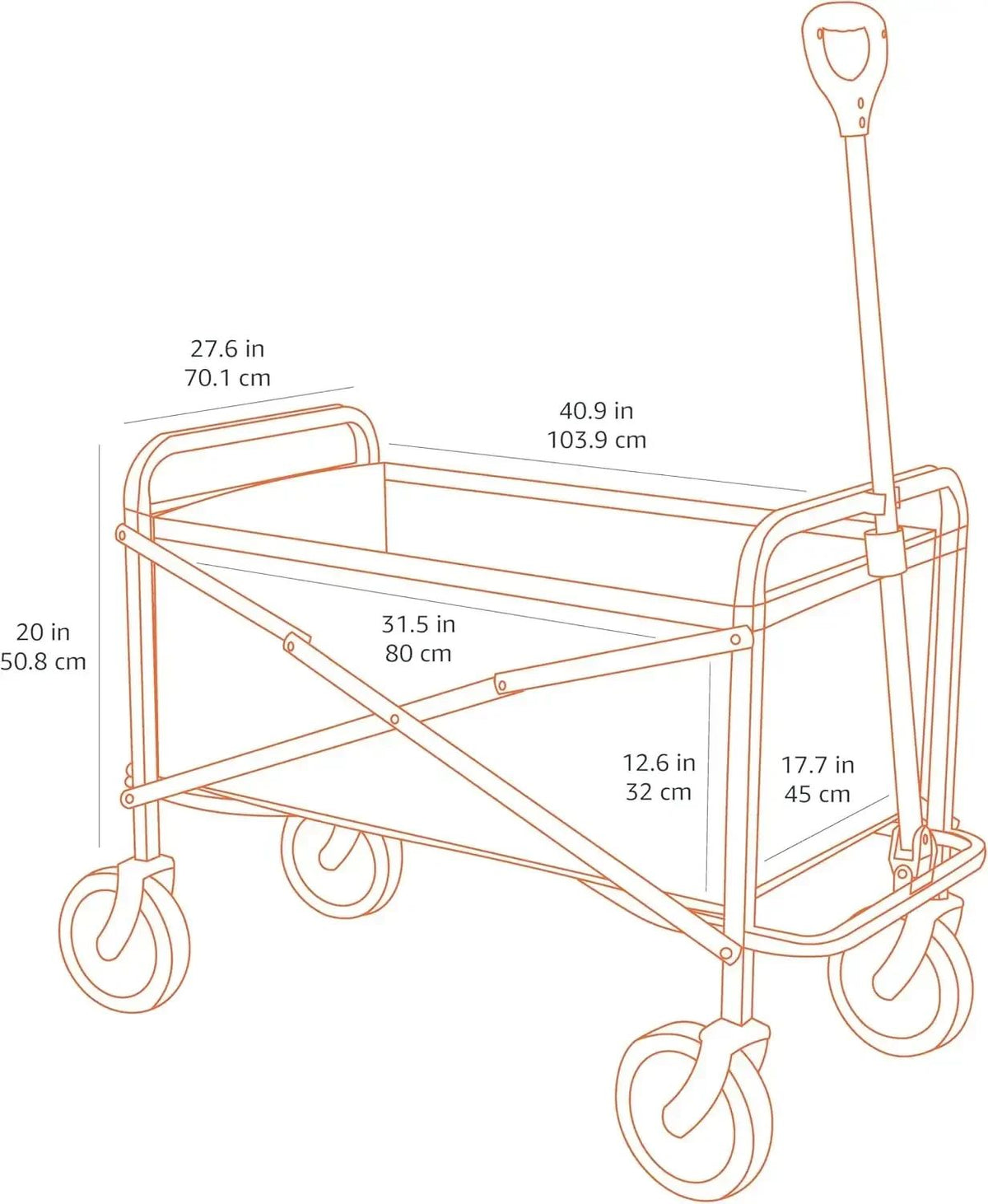 Collapsible Folding Heavy Duty Utility Wagon for Outdoor Sports, 265 pounds Weight Capacity, Camping, Garden, and Shopping=