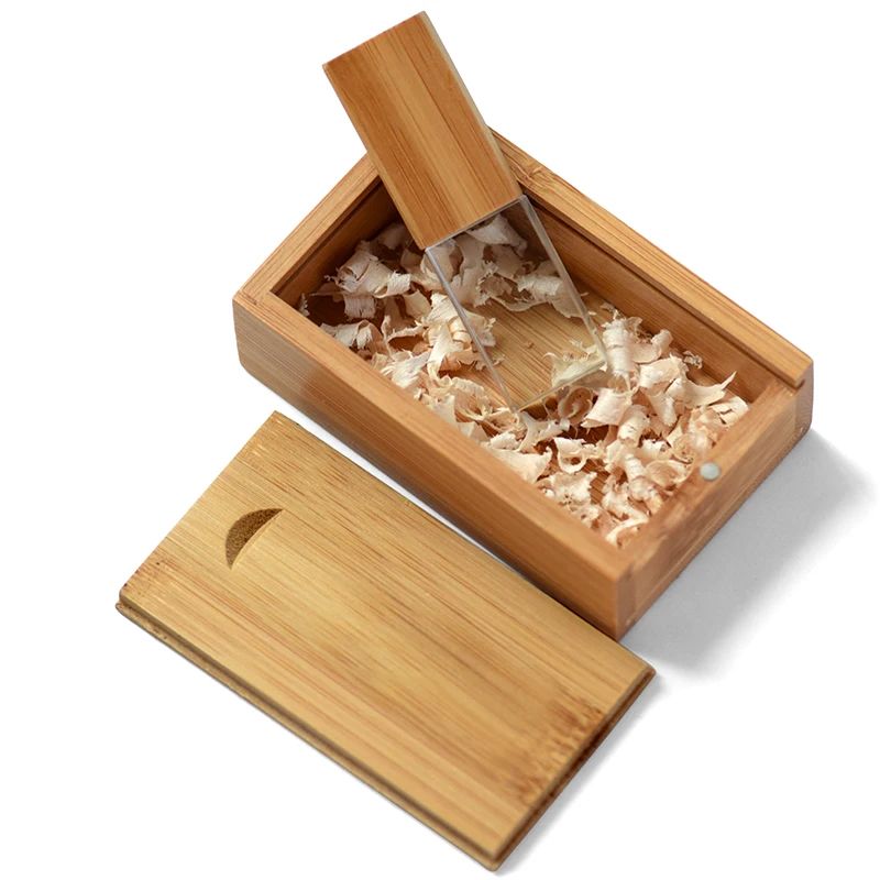 JASTER Wooden Crystal USB 2.0 Flash Drive 128GB Pretty Memory Stick With Walnut Wooden Box 64GB Wedding Gift Pen Drive 32GB 16GB