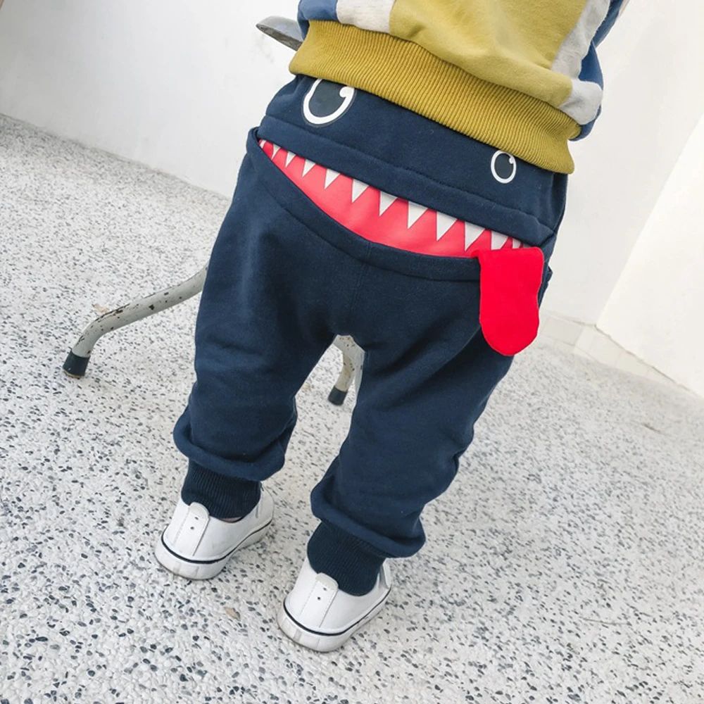 Casual Baby Children Pants Toddler Boys Girls Cute Big Mouth Monster Trousers Costumes Long Cototn Infant Cartoon Panty Clothes