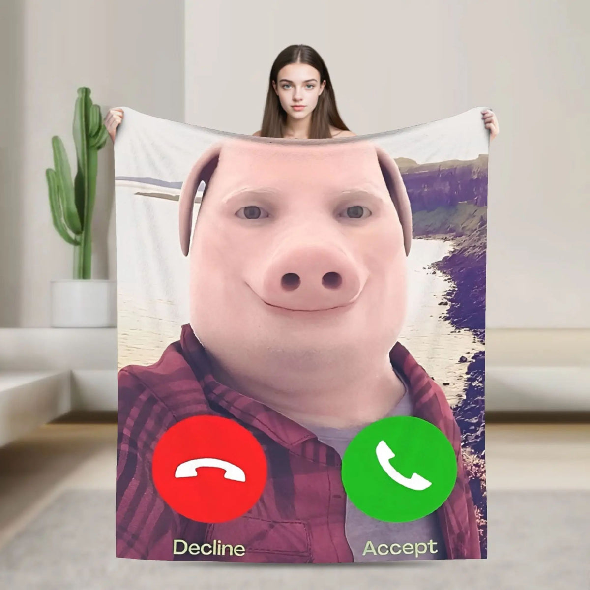 Super Soft Funny Print Throw Blanket for Bedding Travel Outdoor Use John Pork Is Calling