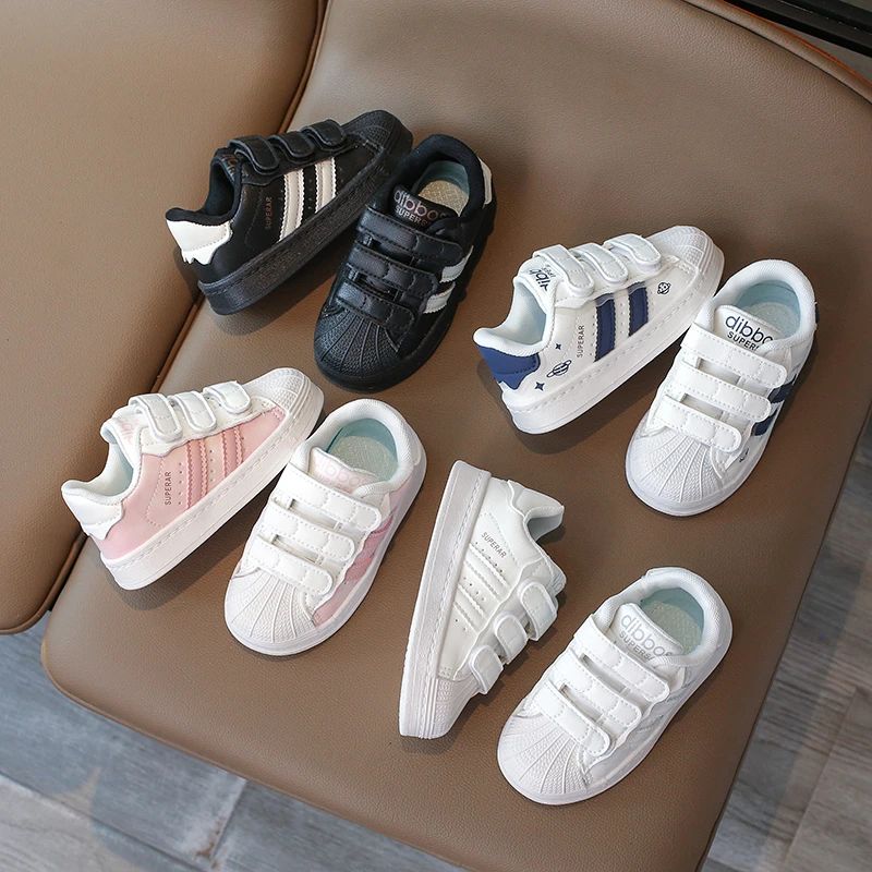 Childrens Baby Sneakers Blue Leather Boys Girls Toddler Shoes Four Seasons Models Pink Versatile Non-slip Small Kid Single Shoes