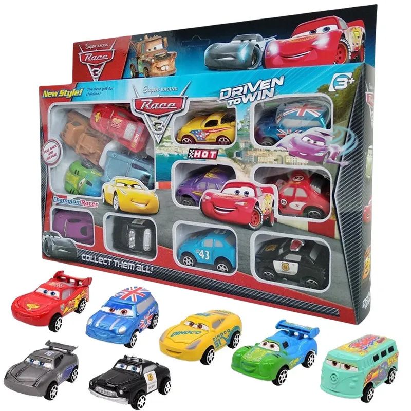 12 pieces Disney Pixar Lightning McQueen Jackson Storm Mater PVC car model toy for children birthday giftire