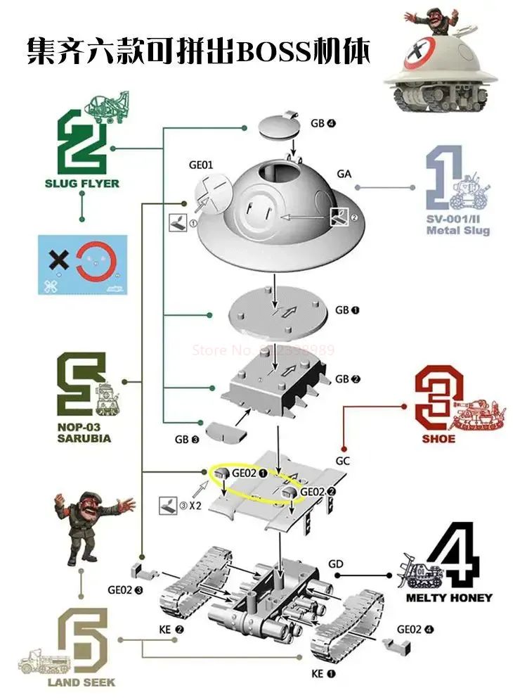 ?IN STOCK?XIN SHI Model Assembly Metal Slug X 2 SV-001 SV001 SLUGFLYER NOP-03 LANDSEEK T-2B SHOE Action Figure Toys