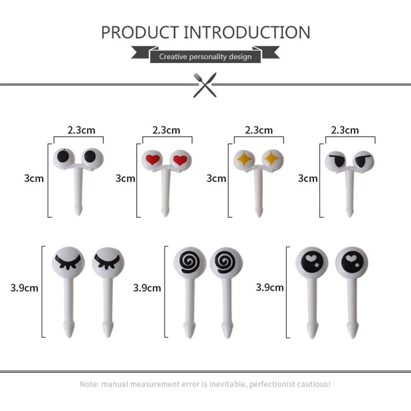 10/30/50Pcs Mini Skewers Cute Cartoon Eyes Kawai Lunch Bento Box Food Fruit Picks Fork Sticks Buffet Sandwich Toppers Decor fork
