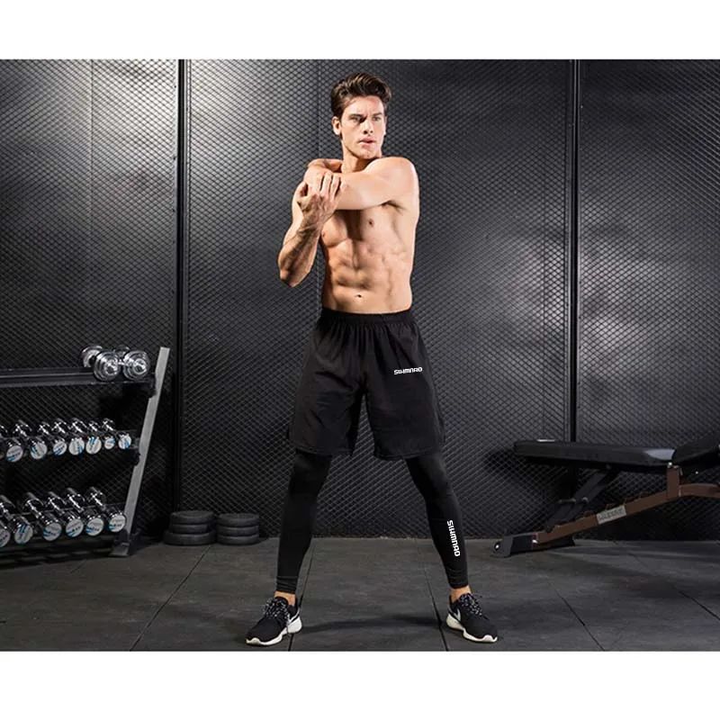 2025 Men's Outdoor Casual Quick Drying Fishing Pants, Cycling, Hiking, and Tight Elastic Two-piece Fitness Running Pants