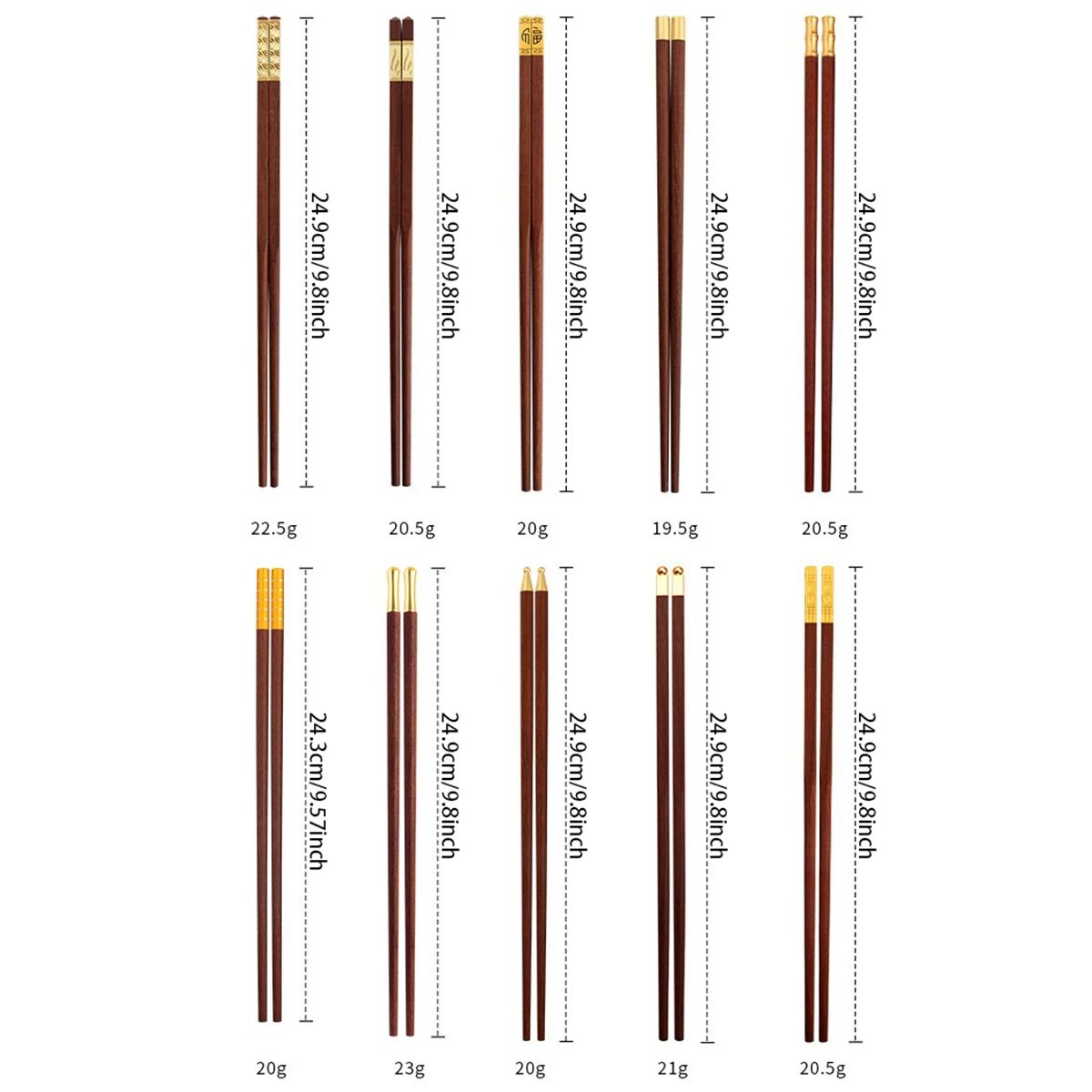 5/6/8/10Pairs Reusable Chopsticks Tableware Handmade Japanese Natural Wood Chopsticks Sushi Food Wooden Chopsticks Non Slip Easy