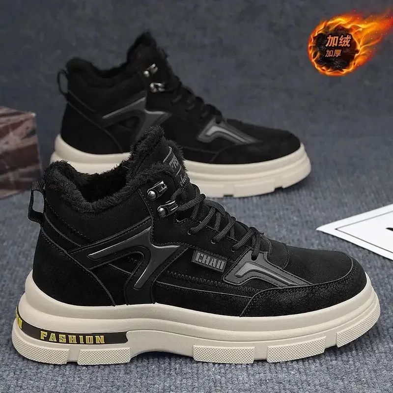 Winter Men's Boots Warm Plush Snow Boots Warm Comfortable Anti Slip Outdoor Short Boots Lace Up Non-slip Men Shoes Zapatos